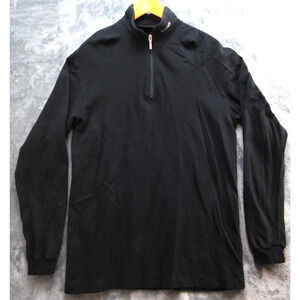 Descente 1/4 Zip Pullover Jacket Men's M Black Long Sleeve Band Collar